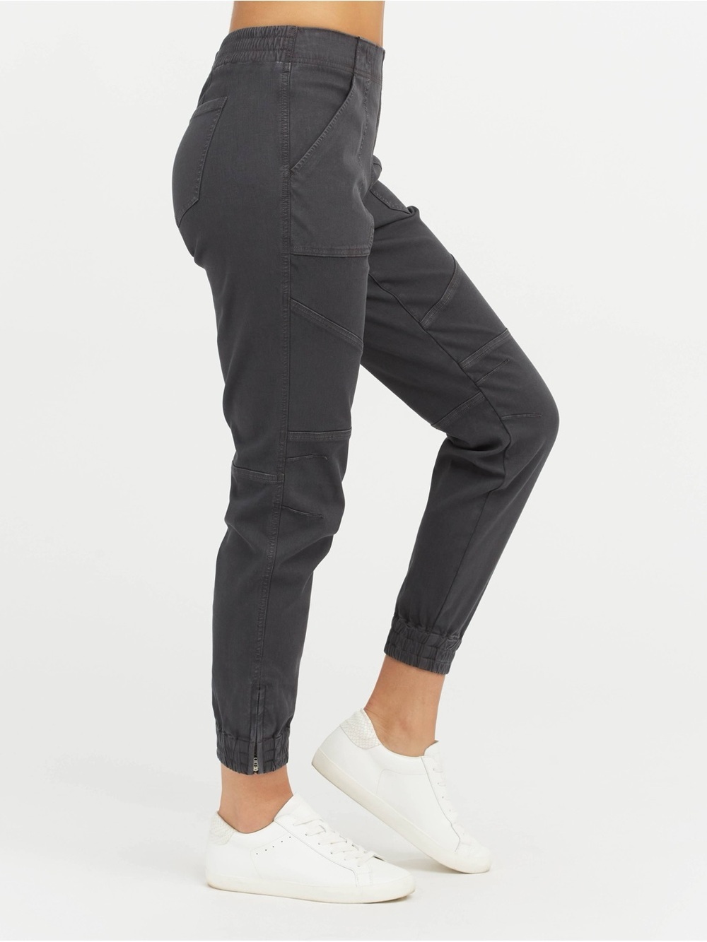 SPANX Plus Size Stretch Twill Utility Jogger Pants Gray Tapered Cargo 1X Travel - Picture 2 of 16